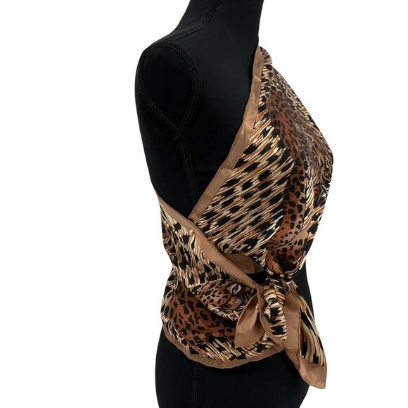 Vintage Silk Cheetah Animal Print Scarf Career Workwear Business Mob Wife - Picture 3 of 12